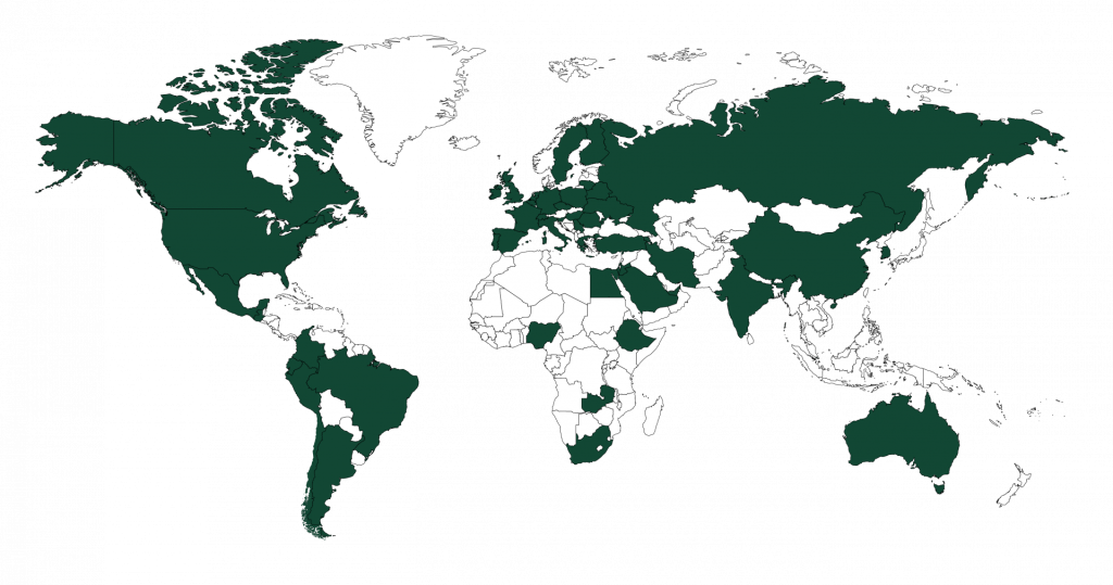 Highlighted map of the world